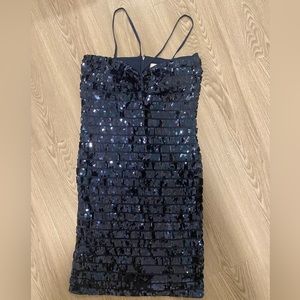 Marc Bouwer blue sequin strappy dress